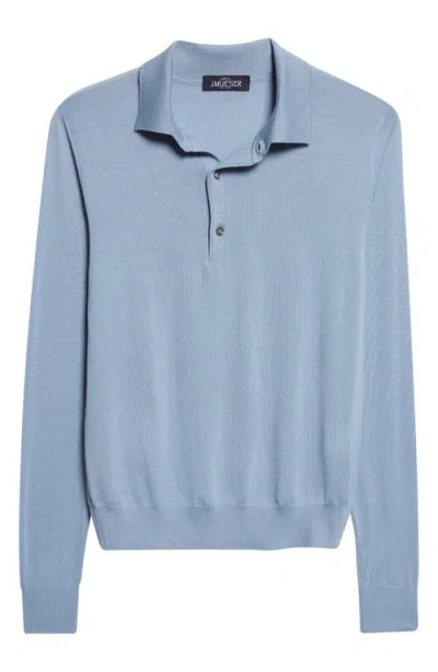 J. Mueser Wish Merino Wool Polo Sweater In Blue