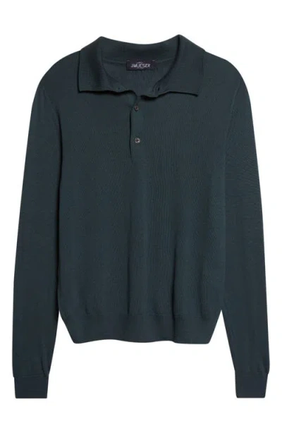 J. Mueser Wish Merino Wool Polo Sweater In Green