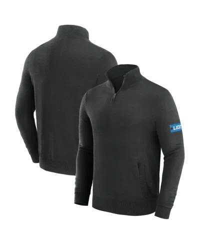 J. Palmer Men's Black Detroit Lions Franchise Quarter-zip Sweater