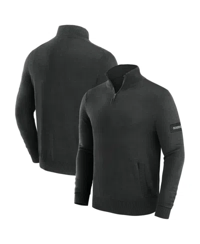 J. Palmer Men's Black Las Vegas Raiders Franchise Quarter-zip Sweater