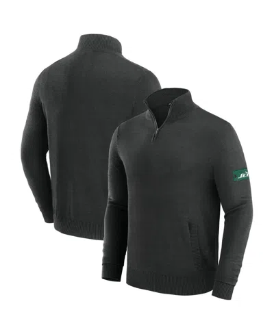 J. Palmer Men's Black New York Jets Franchise Quarter-zip Sweater