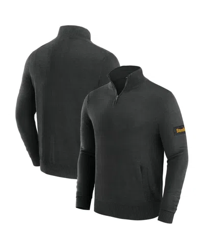 J. Palmer Men's Black Pittsburgh Steelers Franchise Quarter-zip Sweater