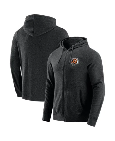 J. Palmer Men's Dark Heather Gray Cincinnati Bengals Players Lounge Tri-blend Full-zip Hoodie In Black