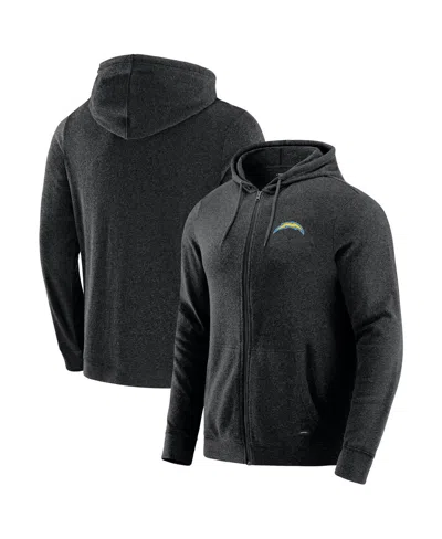 J. Palmer Men's Dark Heather Gray Los Angeles Chargers Players Lounge Tri-blend Full-zip Hoodie In Black
