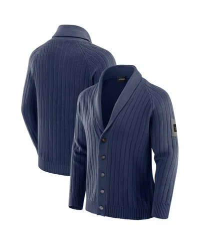 J. PALMER MEN'S NAVY DALLAS COWBOYS THE PLAYMAKER CARDIGAN RAGLAN SWEATER