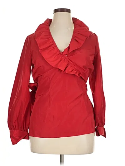 Pre-owned J. Peterman Long Sleeve Blouse In Red