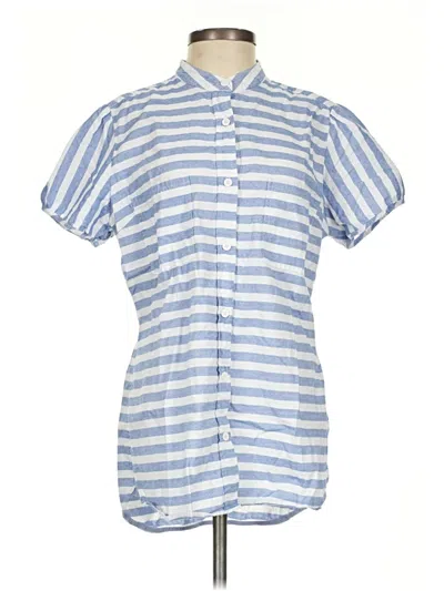 Pre-owned J. Peterman Short Sleeve Button Down Shirt In Blue