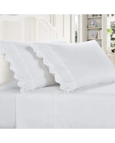 J. QUEEN COTTAGE J. QUEEN COTTAGE 200 THREAD COUNT EYELET SHEET SET