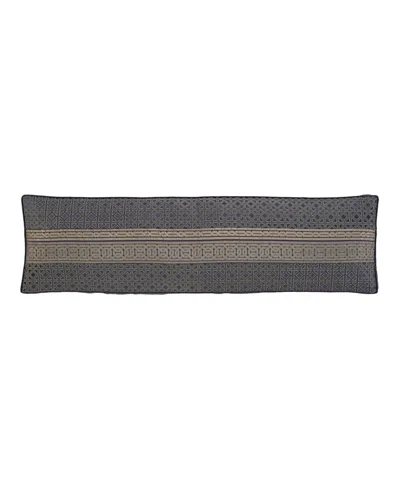J Queen New York Alaro Geometric Bolster Decorative Pillow, 15" X 52" In Gray