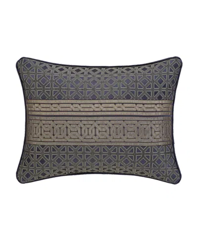 J Queen New York Alaro Geometric Boudoir Decorative Pillow, 15" X 20" In Blue