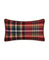 J Queen New York Andrew Plaid Boudoir Decorative Pillow, 15" X 22" In Red