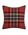 J Queen New York Andrew Plaid Square Decorative Pillow, 20" X 20" In Red