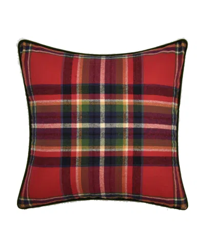 J Queen New York Andrew Plaid Square Decorative Pillow, 20" X 20" In Red
