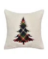 J Queen New York Andrew Plaid Square Embellished Decorative Pillow, 20" X 20" In White