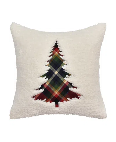 J Queen New York Andrew Plaid Square Embellished Decorative Pillow, 20" X 20" In White