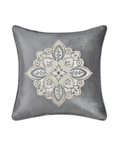 J Queen New York Annabelle Embellished Decorative Pillow, 18" X 18" In Silver