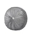 J Queen New York Annabelle Tufted Round Decorative Pillow, 15" X 15" In Silver