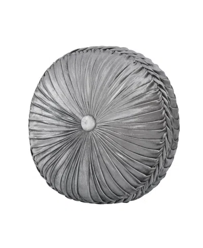 J Queen New York Annabelle Tufted Round Decorative Pillow, 15" X 15" In Silver