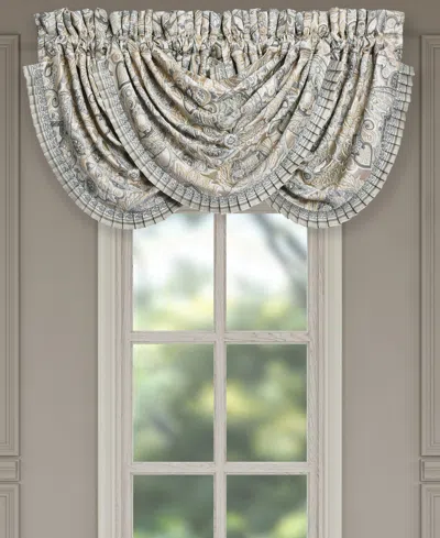 J Queen New York Annabelle Window Waterfall Valance, 33" X 49" In Blue