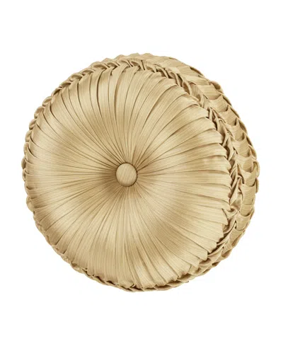 J Queen New York Aurelia Tufted Decorative Pillow, 15" Round In Gold