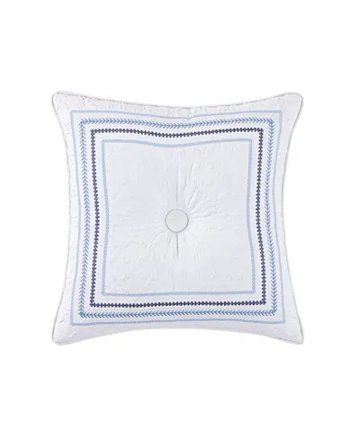 J Queen New York Bayside Embroidered Decorative Pillow, 18" X 18" In Blue