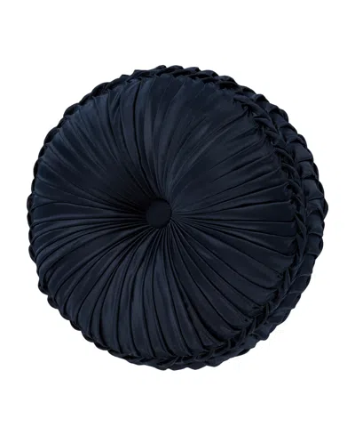 J Queen New York Biagio Tufted Decorative Pillow, 15" Round In Navy