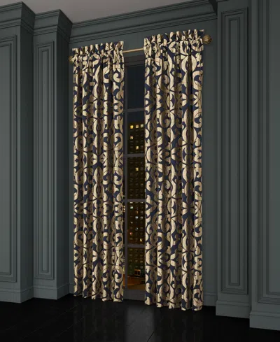 J Queen New York Biagio Window Panel Pair, 50" X 95" In Navy