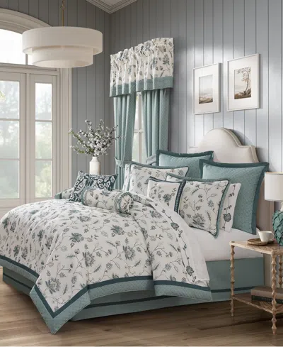 J Queen New York Blossom View Embroidered 4-pc. Comforter Set, Queen In Blue