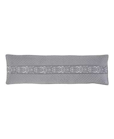 J Queen New York Bolero Bolster Decorative Pillow, 15" X 52" In Pewter