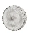 J Queen New York Bolero Tufted Decorative Pillow, 15" Round In Pewter