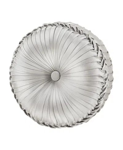 J Queen New York Bolero Tufted Decorative Pillow, 15" Round In Pewter