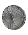 J Queen New York Bolero Tufted Decorative Pillow, 15" Round In Silver