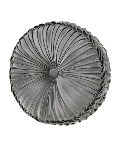 J Queen New York Bolero Tufted Decorative Pillow, 15" Round In Silver
