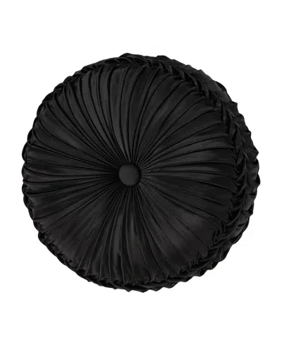 J Queen New York Bolero Tufted Decorative Pillow, 15" Round In Black