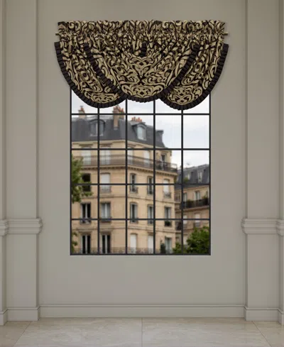 J Queen New York Bolero Window Waterfall Valance, 33" X 43" In Black