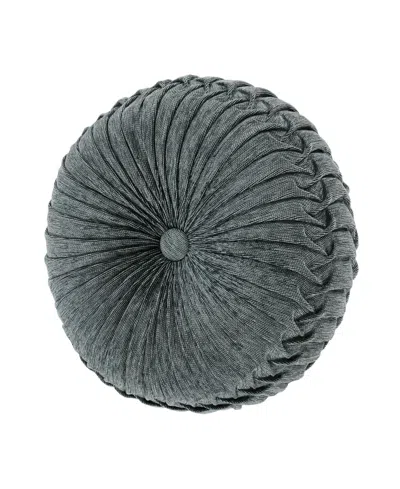 J Queen New York Botticelli Tufted Decorative Pillow, 15" Round In Navy