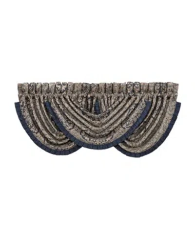 J Queen New York Botticelli Waterfall Window Valance, 49" X 33" In Navy