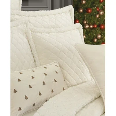 J Queen New York Casey Sherpa - Winter White 18" Square Quilted Decorative Throw Pillow