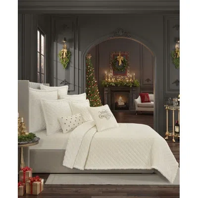 J Queen New York Casey Sherpa - Winter White 3pc. Quilt Set