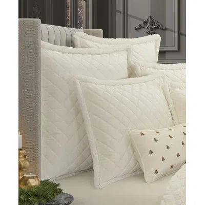 J Queen New York Casey Sherpa - Winter White Euro Quilted Sham