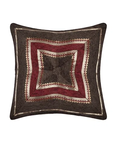 J Queen New York Cerino Decorative Pillow, 18" X 18" In Chocolate