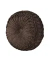 J Queen New York Cerino Tufted Decorative Pillow, 15" Round In Chocolate