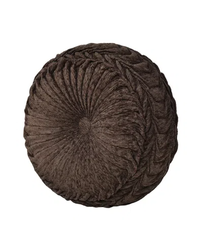 J Queen New York Cerino Tufted Decorative Pillow, 15" Round In Chocolate
