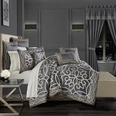 J Queen New York Deco - Charcoal 4pc. Comforter Set