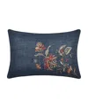 J Queen New York Enchanted Garden Boudoir Decorative Pillow, 14" X 21" In Indigo