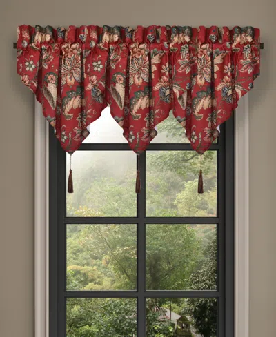 J Queen New York Enchanted Garden Window Ascot Valance, 40" X 21" In Red