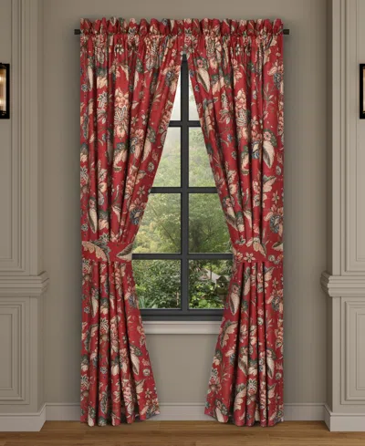 J Queen New York Enchanted Garden Window Panel Pair, 50" X 95" In Red