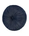 J Queen New York Excelsior Tufted Round Decorative Pillow, 15" Round In Blue