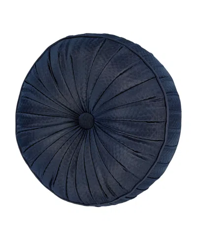 J Queen New York Excelsior Tufted Round Decorative Pillow, 15" Round In Blue