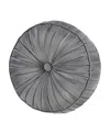 J Queen New York Excelsior Tufted Round Decorative Pillow, 15" Round In Gray
